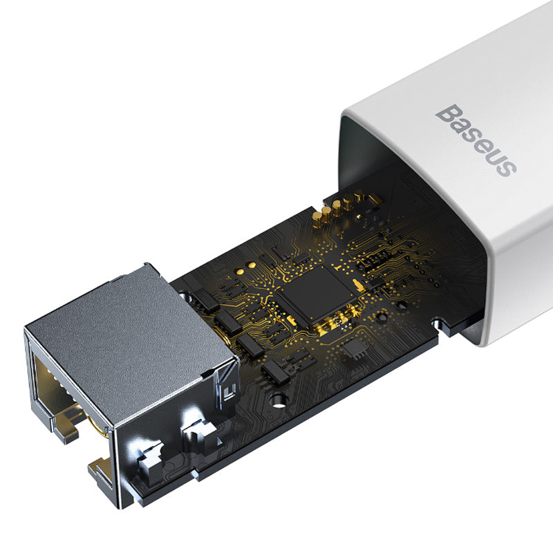 Baseus Lite Series USB C to Ethernet Adapter 1000Mbps Gigabit LAN RJ45 Port - White - Perfect for MacBook, iPad Pro, and Ultrabooks for Stable Internet Connection