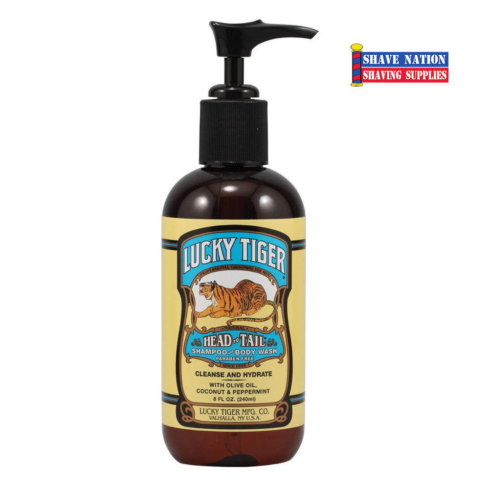 Lucky Tiger Shampoo and Body Wash for Men & Women - Natural Herbal Formula for Healthy Hair & Skin - Ideal for Daily Use at Home, Gym, or Travel