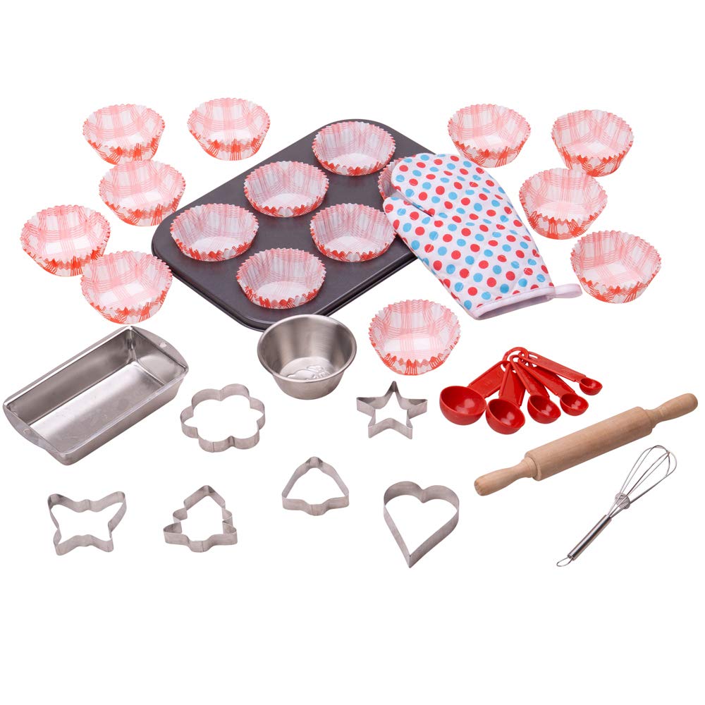 Bigjigs Toys Young Chefs Baking Set for Kids - Pretend Play Kitchen Accessories, Wooden Cake & Cookie Baking Toys | Perfect for Role Play, Birthday Gifts & Early Learning Activities