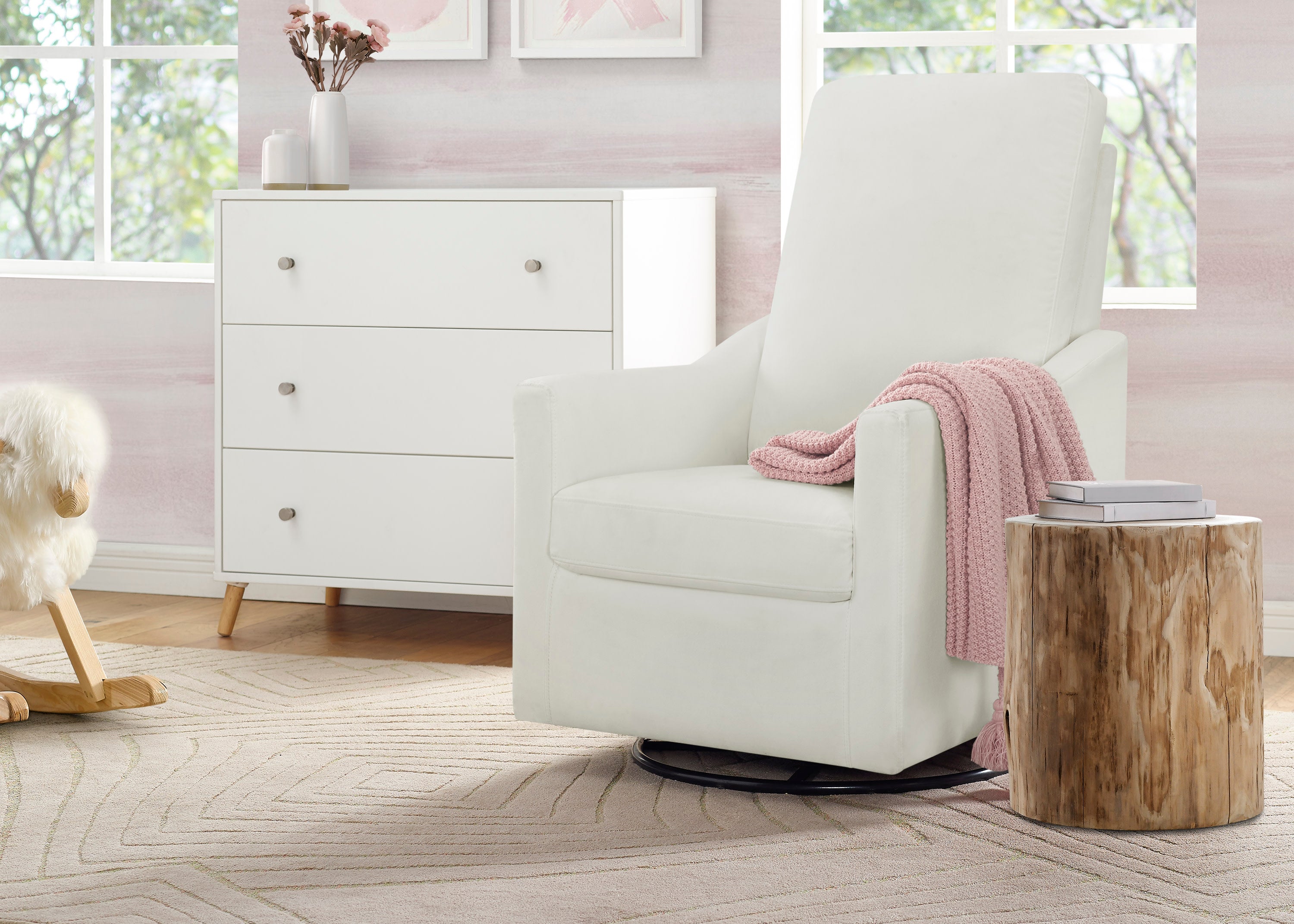 Andie Nursery Glider Swivel Chair - Stain Resistant LiveSmart Fabric - Comfortable Rocking Chair for Breastfeeding & Baby Nursery - Perfect for Nursing, Reading & Relaxing with Your Newborn