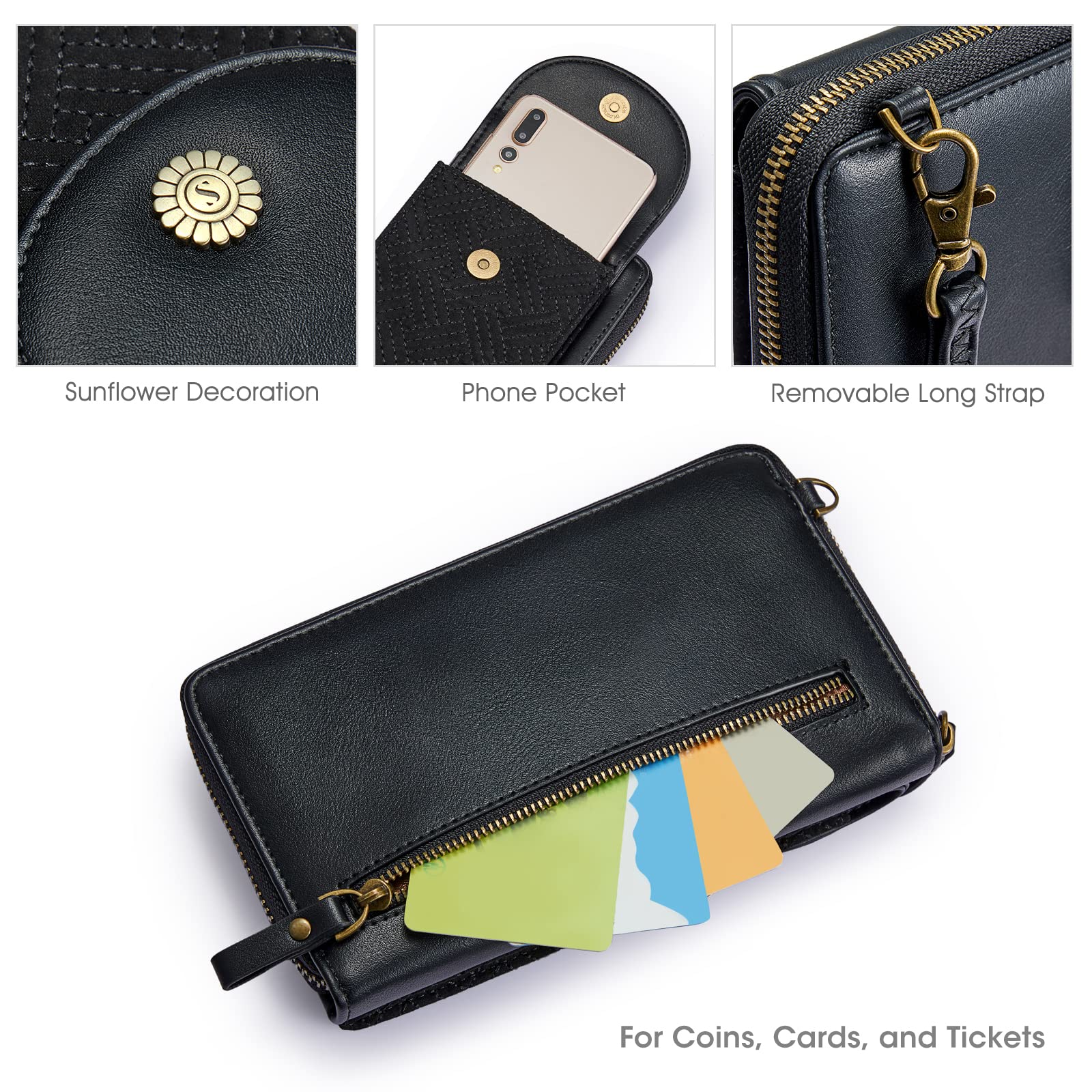 Kattee Small Phone Purse for Women - Vegan Leather Crossbody Bag with RFID Blocking | Cell Phone Wallet & Card Holder | Perfect for Travel, Shopping & Everyday Use