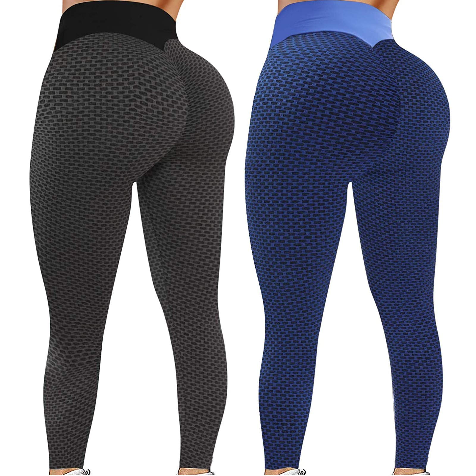 XATOS High Waist Tummy Control Yoga Pants for Women - 2 Pack Booty Lifting Workout Leggings, Running Tights for Gym, Fitness & Daily Wear