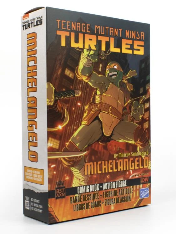 Teenage Mutant Ninja Turtles BST AXN Michelangelo Action Figure Ver. 2 with Comic Book - Collectible TMNT Toy for Kids & Fans | Perfect for Display, Play & Gifts