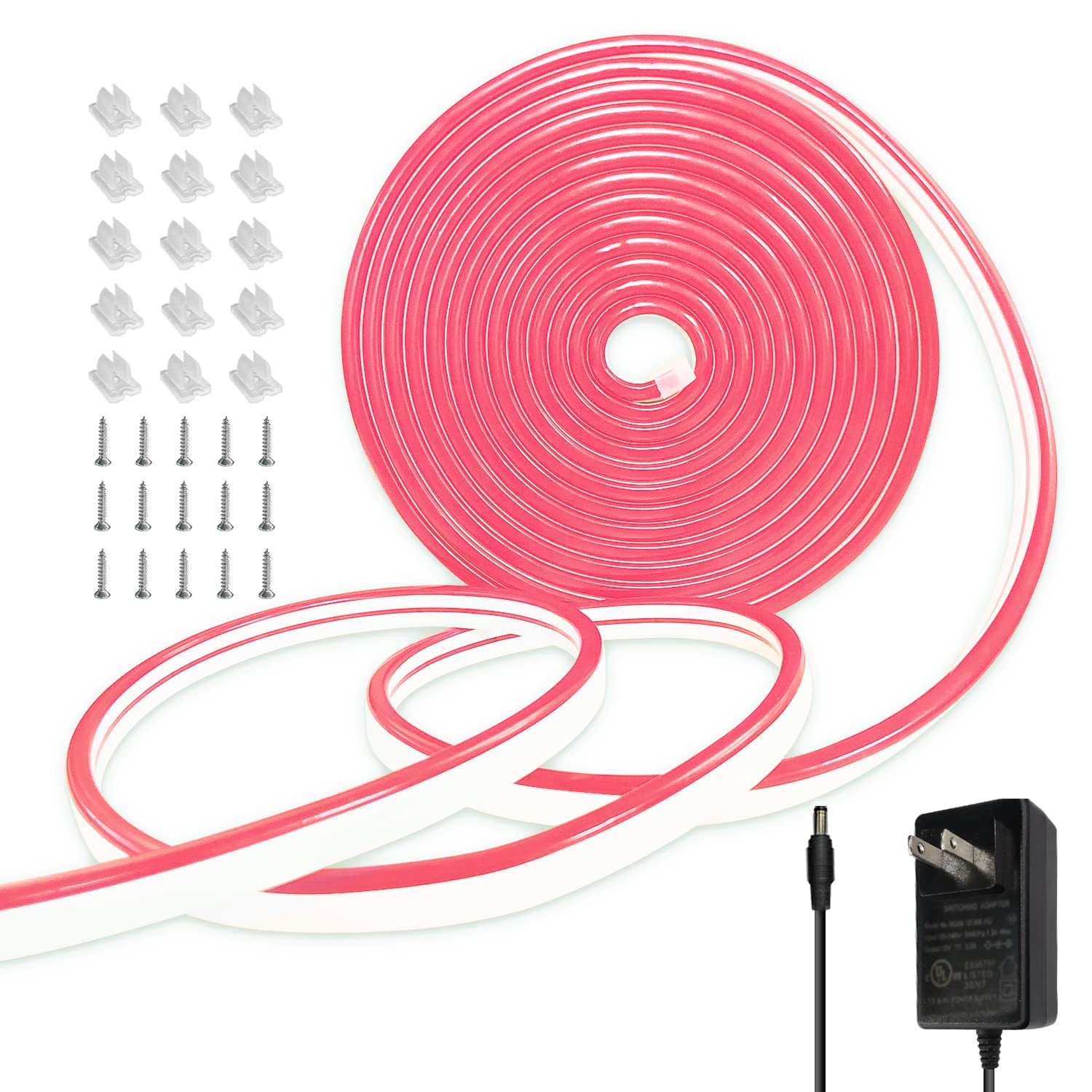 16.4ft LED Neon Lights - IP65 Waterproof Flexible Neon Strip Lights, 12V LED Rope Lights for Bedroom, Living Room & Outdoor Decor (Pink) - Perfect for Party, Wedding, Bar, and Home Lighting