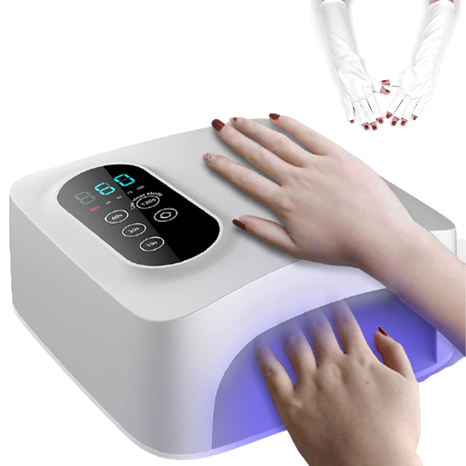 Professional 72W Rechargeable LED UV Nail Lamp - 15600mAH Battery Gel Nail Dryer for All Gel Polish | Fast Curing with Anti-UV Gloves | Perfect for Home Salon, Nail Art & DIY Manicures