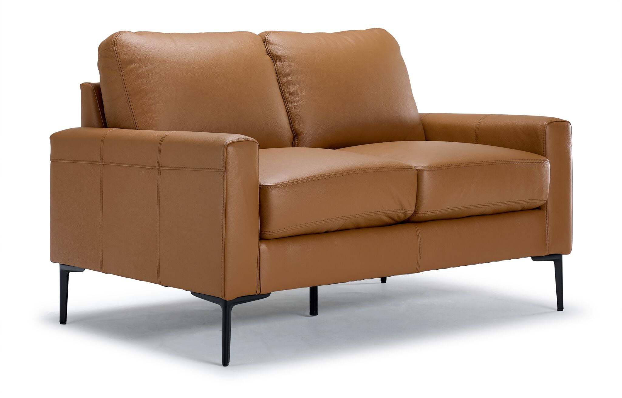 Premium Chito Leather Loveseat Sofa - Genuine Saddle Brown Leather Couch for Living Room, Lounge & Office - Comfortable 2-Seater for Home Decor