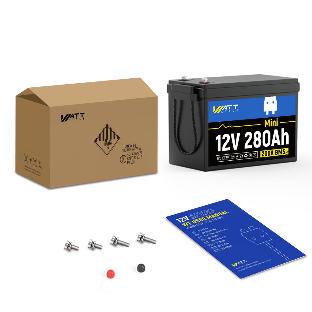 Upgraded Smart Version 12V 280Ah Mini LiFePO4 Lithium Battery - Perfect for Solar Power Systems, RVs, Marine & Off-Grid Applications