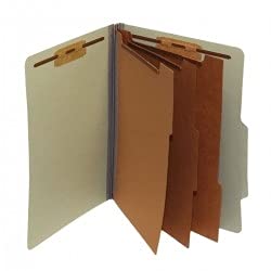 Moss Green Pressboard Classification Folders with 3 Dividers & 8 Fasteners - Top Tab/Drawer Style for Office, School, and Home Organization - Perfect for Filing Documents, Reports, and Important Papers