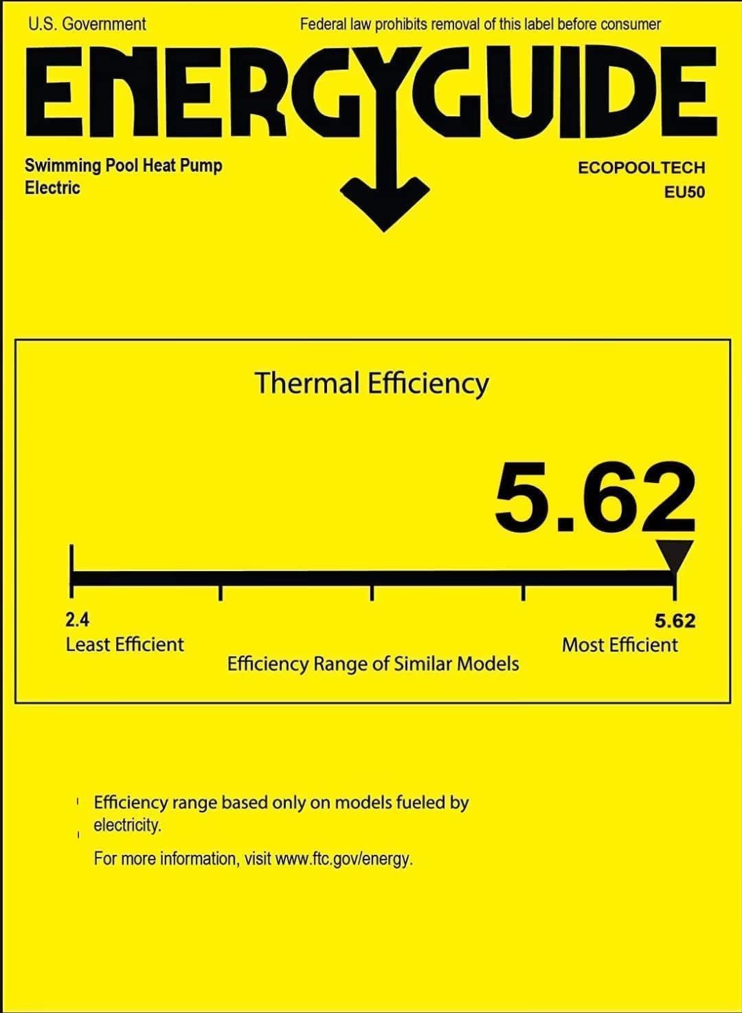 Energy Efficient Electric Heat Pump Pool Heater - 16,184 BTU for Above Ground Pools Up to 5,000 Gallons | Compatible with 8ft/11ft/15ft Swimming Pools | 110V-120V/60Hz | Perfect for Backyard, Inground & Residential Pool Heating