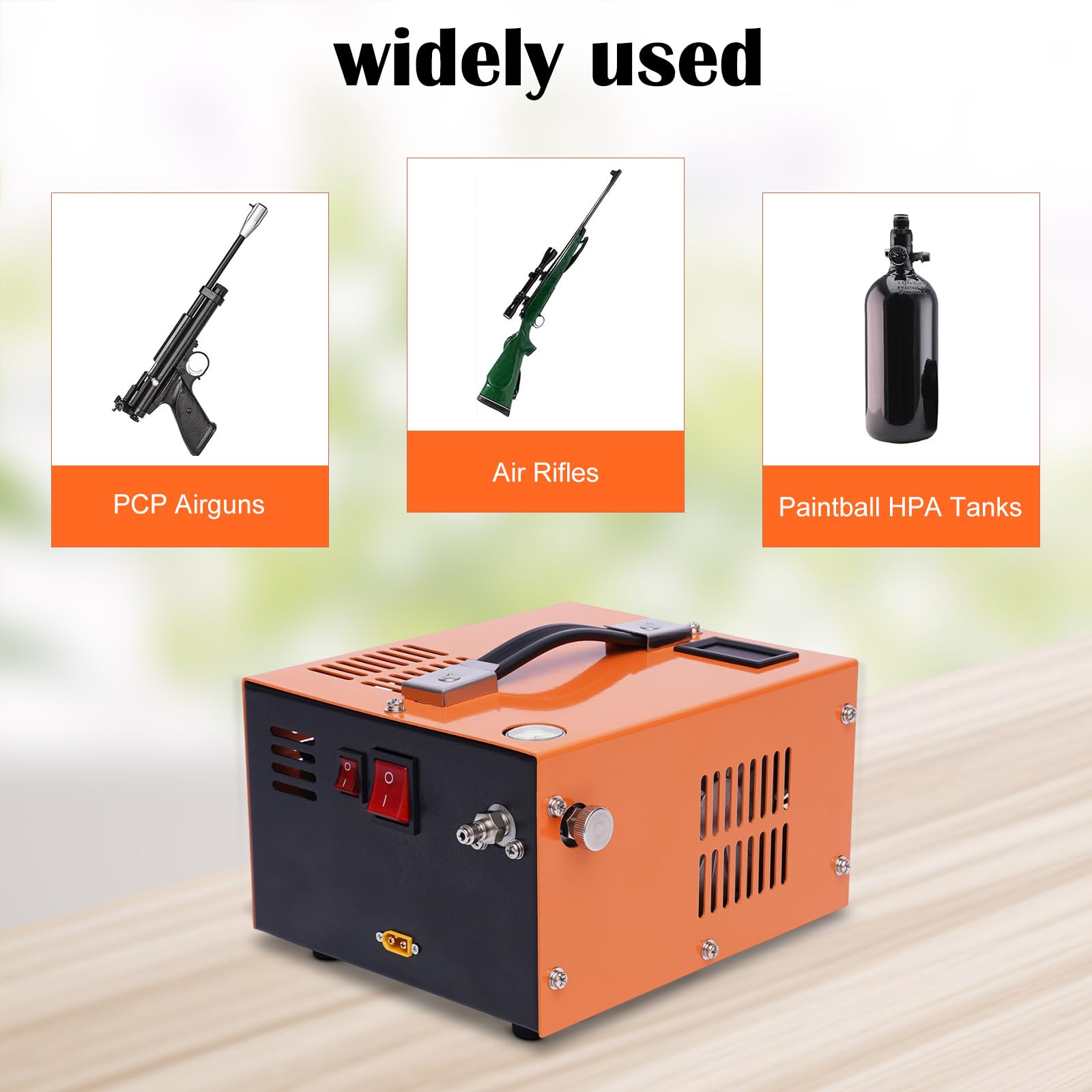 High Pressure PCP Air Compressor 30MPA 4500PSI Electric Airgun Pump with Built-in Transformer & Fan Cooling - 110V Portable Air Compressor for Hunting, Paintball & Airsoft (Orange)