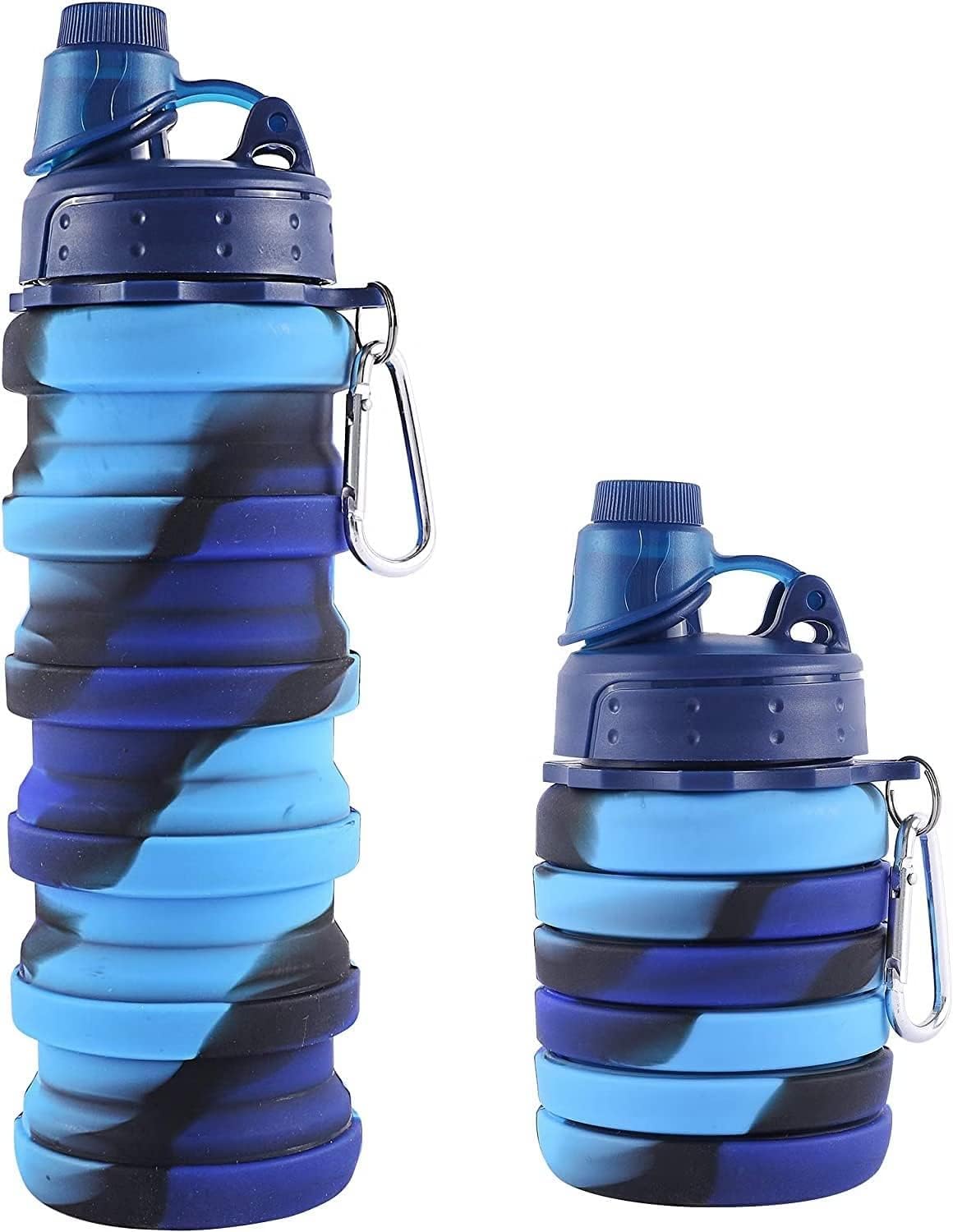 Jarsvoy 500ml Collapsible Silicone Water Bottle - Leak Proof, BPA Free, Portable Sports Bottle with Sipper Lid & Carabiner Clip for Hiking, Gym, Cycling, Travel | Reusable Eco-Friendly Water Container for Outdoor Adventures, Workouts and Daily Use