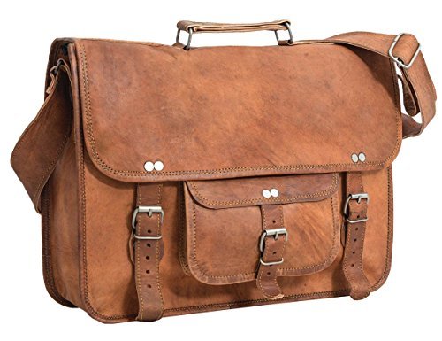 Vintage Brown Genuine Leather Shoulder Bag for Business & Travel - 17