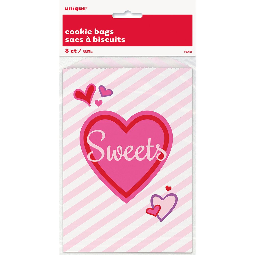 Sweet Hearts Party Bags - Pack of 8 Heart-Shaped Gift Bags for Valentine's Day, Birthday Parties, Baby Showers & Wedding Favors - Perfect for Candy, Small Gifts & Party Decorations