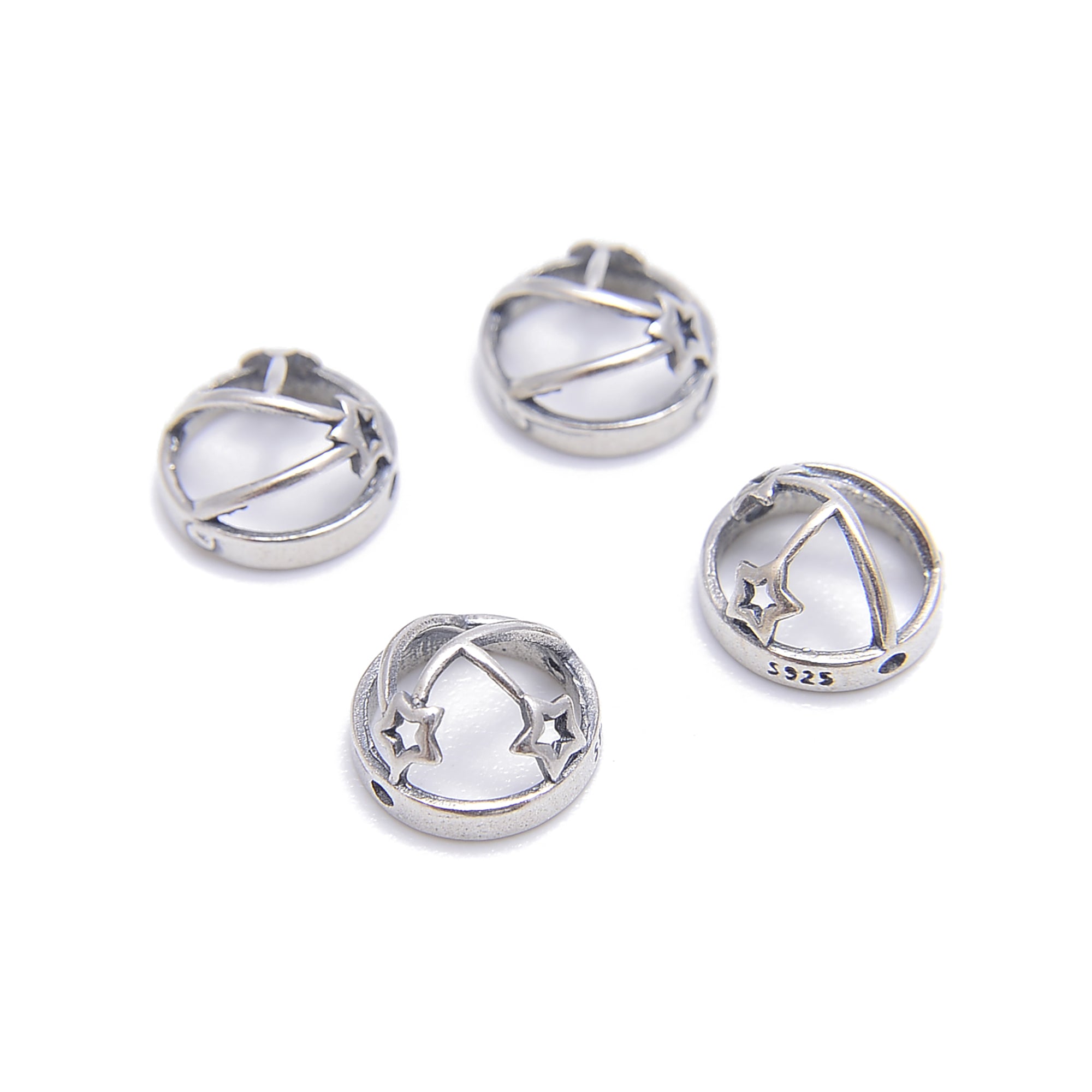 925 Sterling Silver Anti-Tarnish Star Ball Cap Beads - 5.5x10mm (6Pcs/Bag) for DIY Jewelry Making, Hat Decoration & Craft Projects