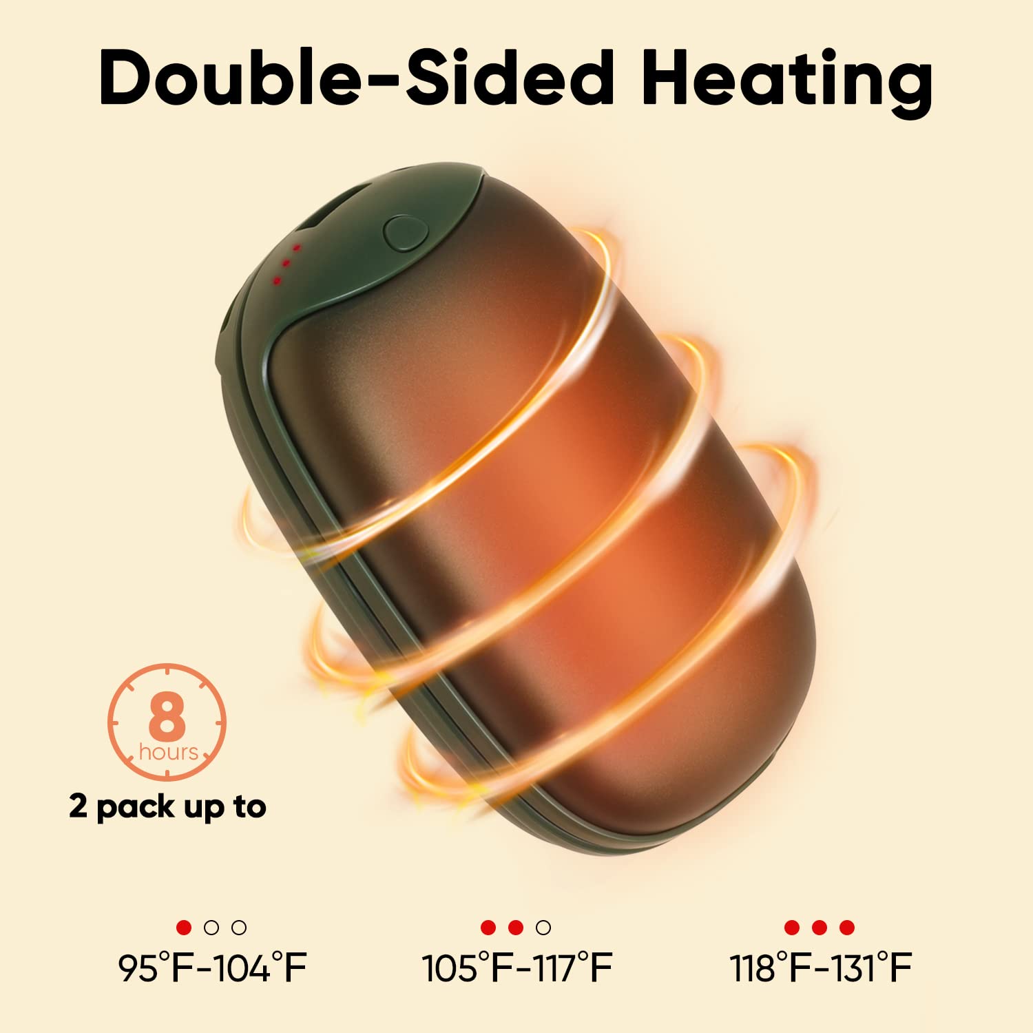Rechargeable Hand Warmer 2 Pack - 8000mAh USB-C Electric Hand Warmers with Magnetic Twins, Portable Heating Pads for Outdoor Activities, Hunting, Camping, Golf - Perfect Winter Gifts for Men & Women