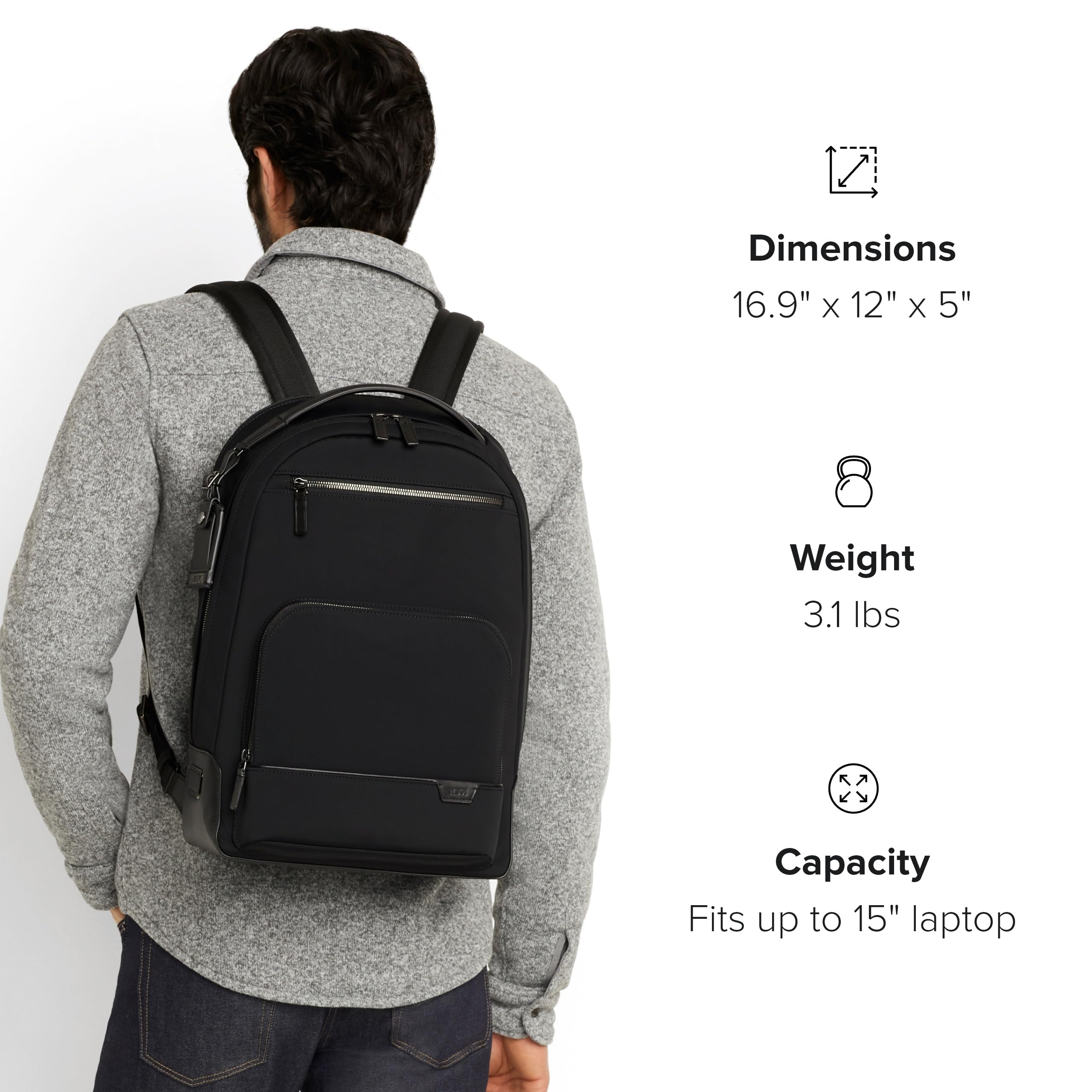 TUMI Harrison Warren Backpack - 15-Inch Laptop Backpack for Women & Men - Durable Business & Travel Backpack with Padded Laptop Compartment - Perfect for Commuting, Office & Airplane Carry-On - Black