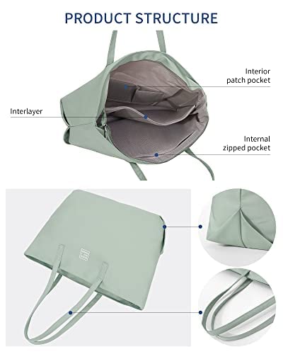 LIVACASA Waterproof Large Tote Bags for Women - 19.3 Inch Spacious Shoulder Bag with Zipper & Multiple Pockets - Perfect for Work, School, Travel & Shopping - Great Teacher Bag & Laptop Carrier (Green)