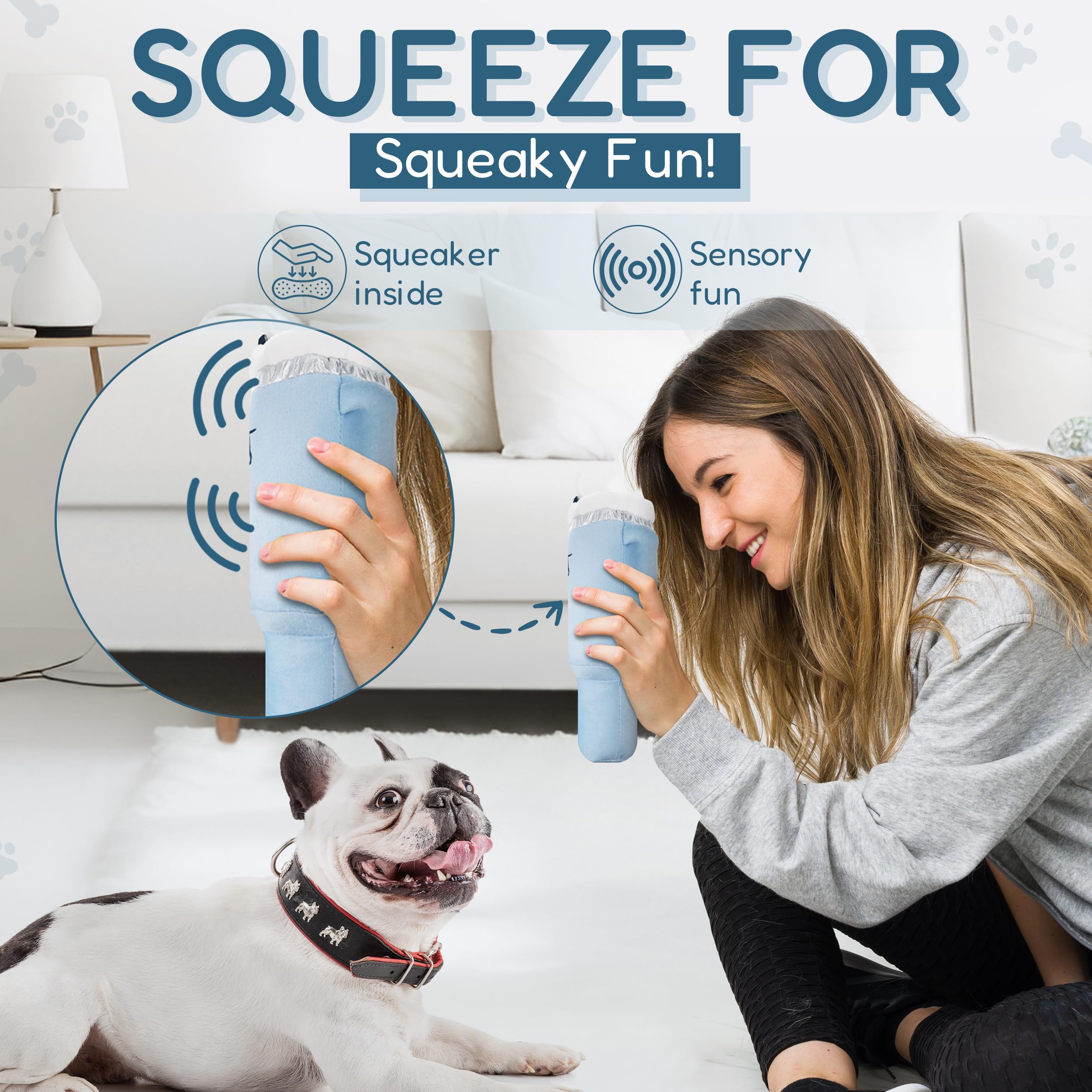 **Squeaky Pup Cup Tumbler Plush Dog Toy – Cute & Funny Chew Toy for Small & Medium Dogs – Perfect Gift for Pet Lovers (Chambray Blue) – Great for Playtime, Training & Gifting**