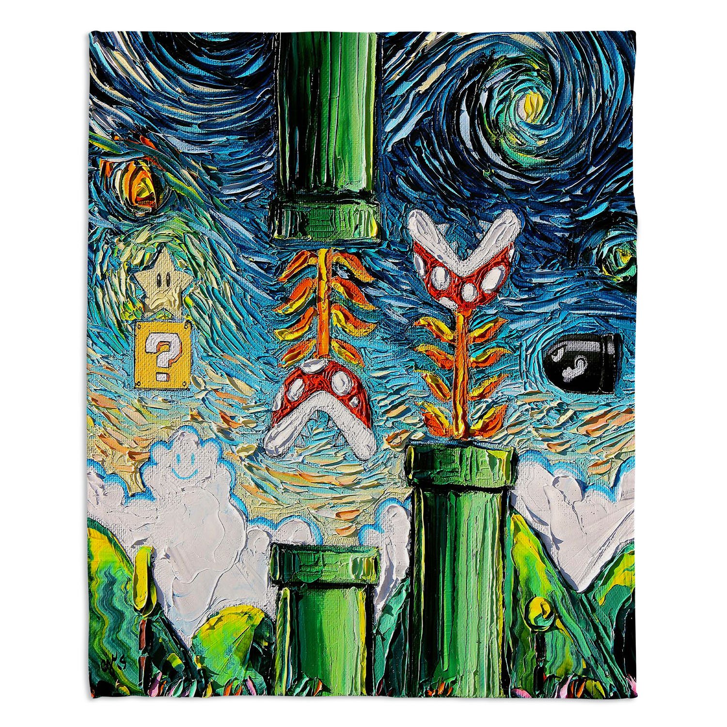 Soft Fuzzy Dia Noche Fleece Blankets by Aja Ann - Van Gogh Inspired Cozy Throw for Toddlers (40