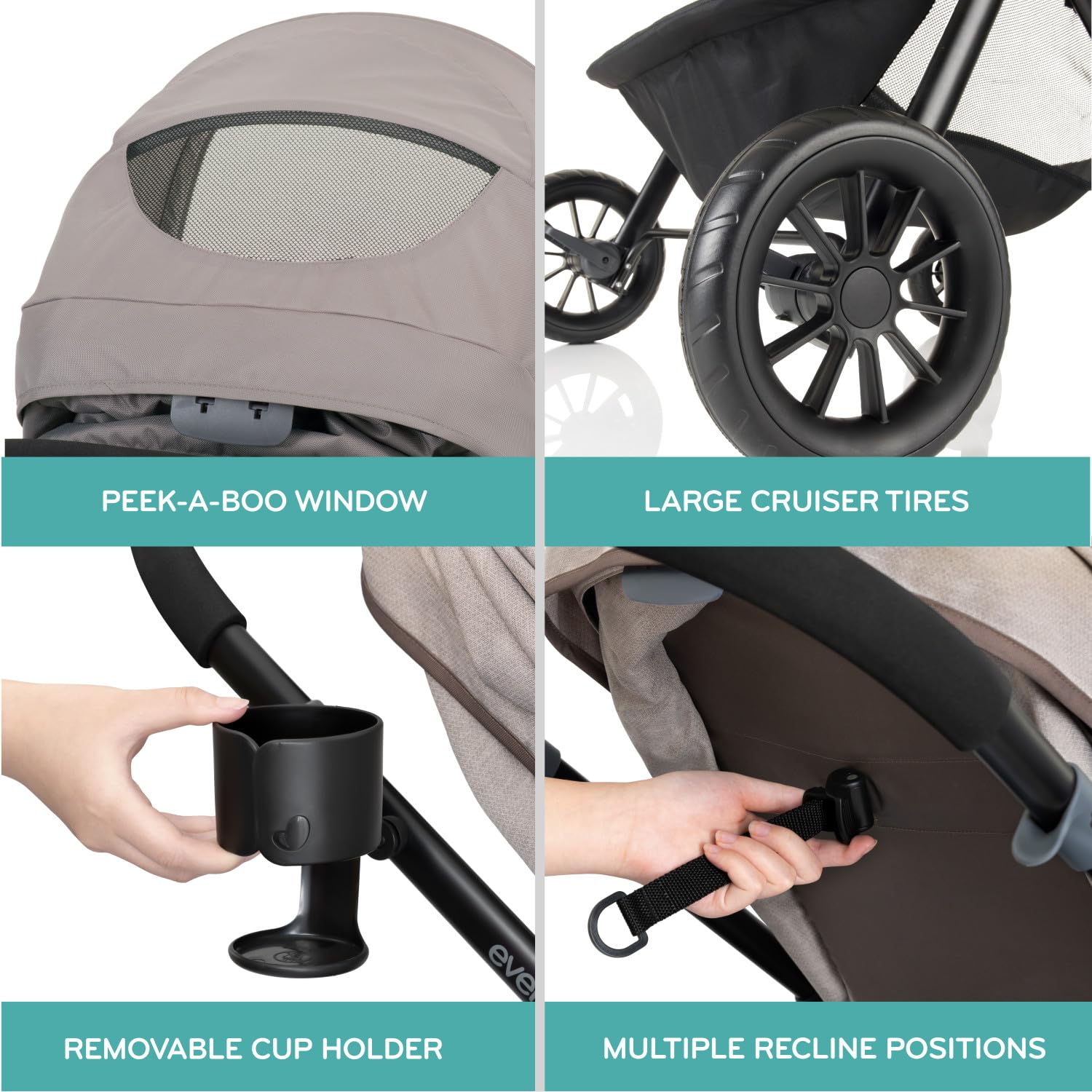 Evenflo Pivot Modular Travel System with LiteMax Infant Car Seat - Anti-Rebound Bar Safety Feature | Desert Tan Stroller & Car Seat Combo | Perfect for Newborns, Travel & Daily Use