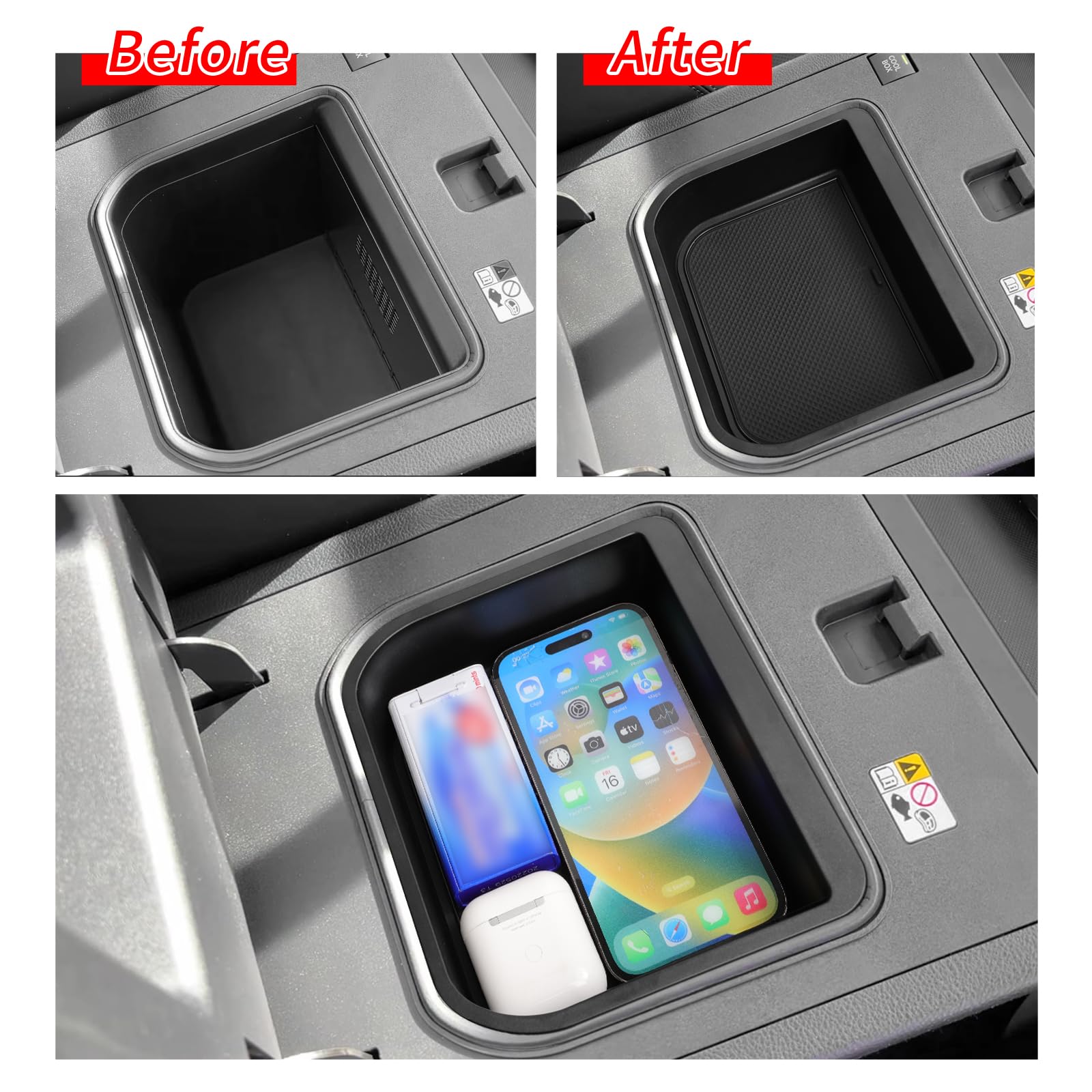Smabee ABS Center Console Cool Box Organizer Tray for 2024-2025 Toyota Land Cruiser Prado 250 & Lexus GX 550 - Armrest Storage Accessory (Black) | Perfect for Road Trips, Camping & Daily Commute