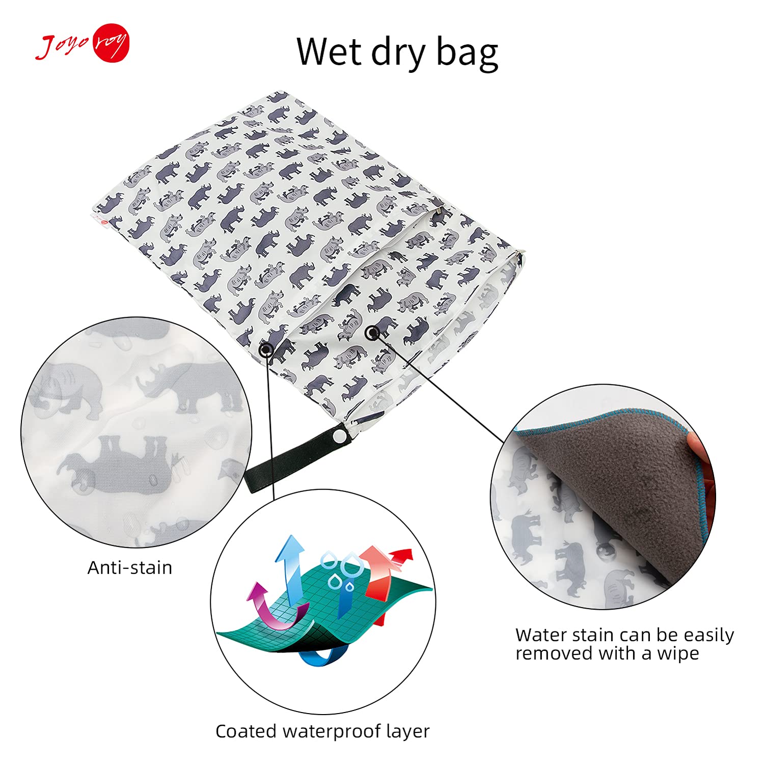 **Joyo Roy Waterproof Diaper Bag - Reusable Wet Dry Bag for Cloth Diapers, Swimsuits & Gym Clothes - Perfect for Baby Care, Travel & Outdoor Activities**