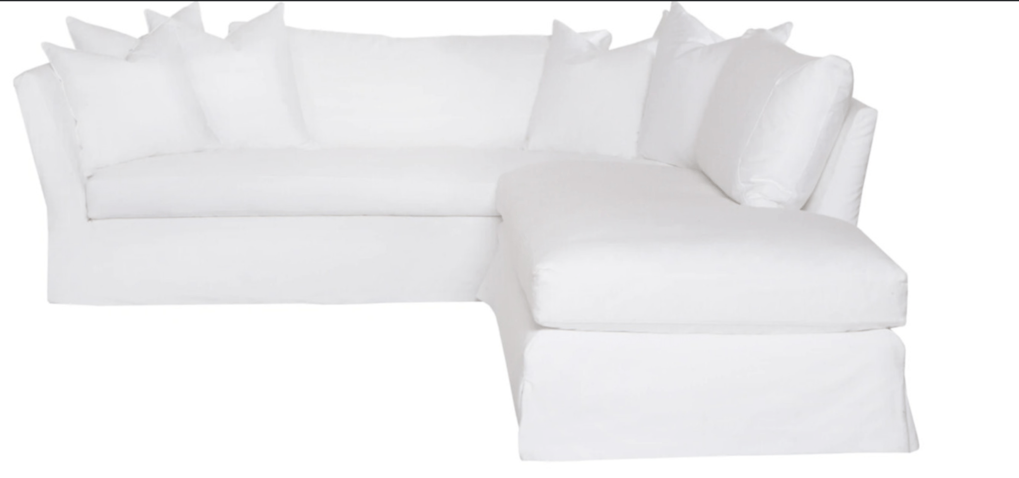St. Bart's Slipcovered 100in x 72in Sectional Sofa with RAF Lounge Bumper - Modern L-Shaped Couch for Living Room, Family Room & Home Theater