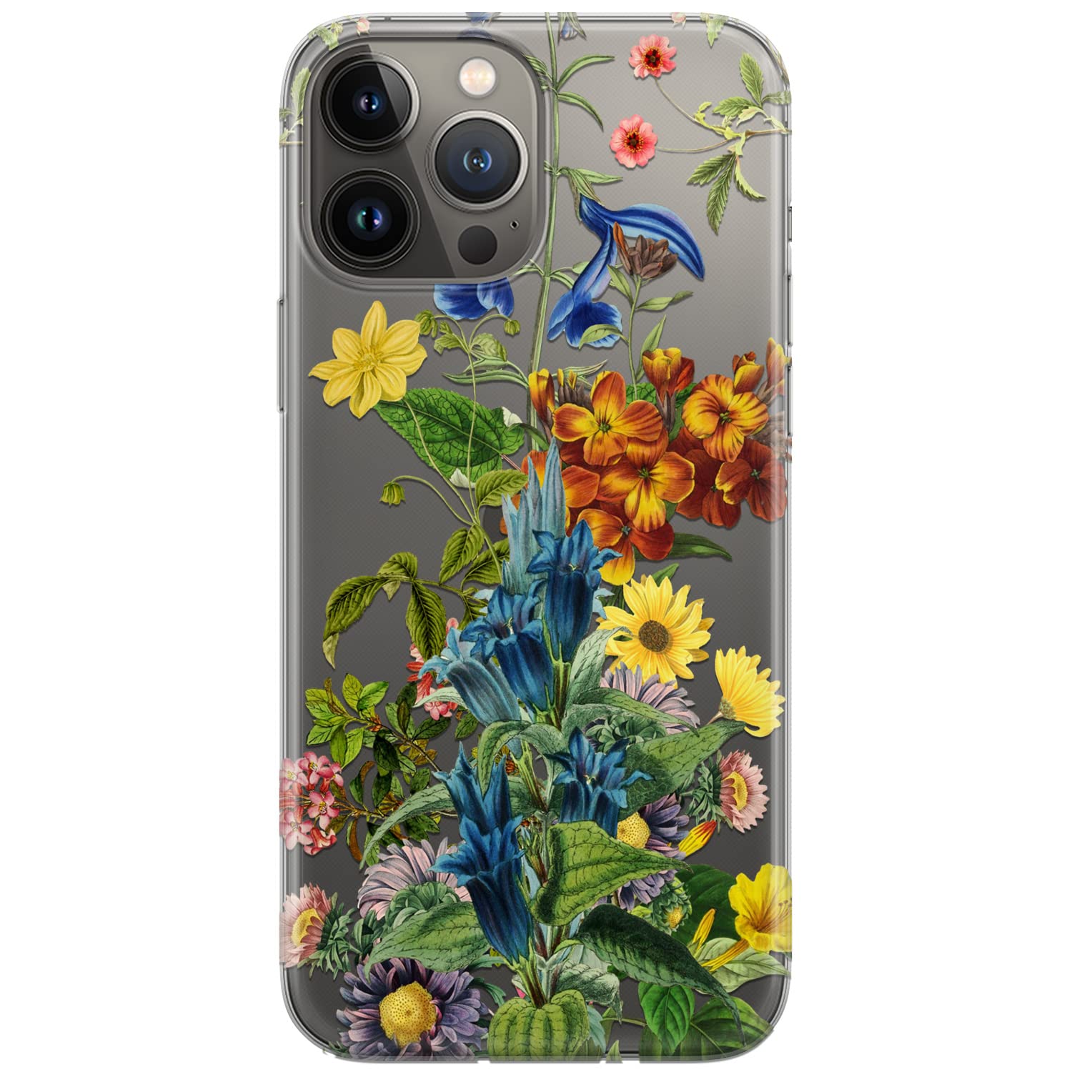 Shockproof Floral Phone Case for iPhone 15 Plus/14/13 Pro Max/12 Mini/SE/11/Xr/Xs/8/7 - Flexible TPU Bumper Cover with Wild Flower Design - Perfect for Summer Outdoors, Travel & Daily Protection