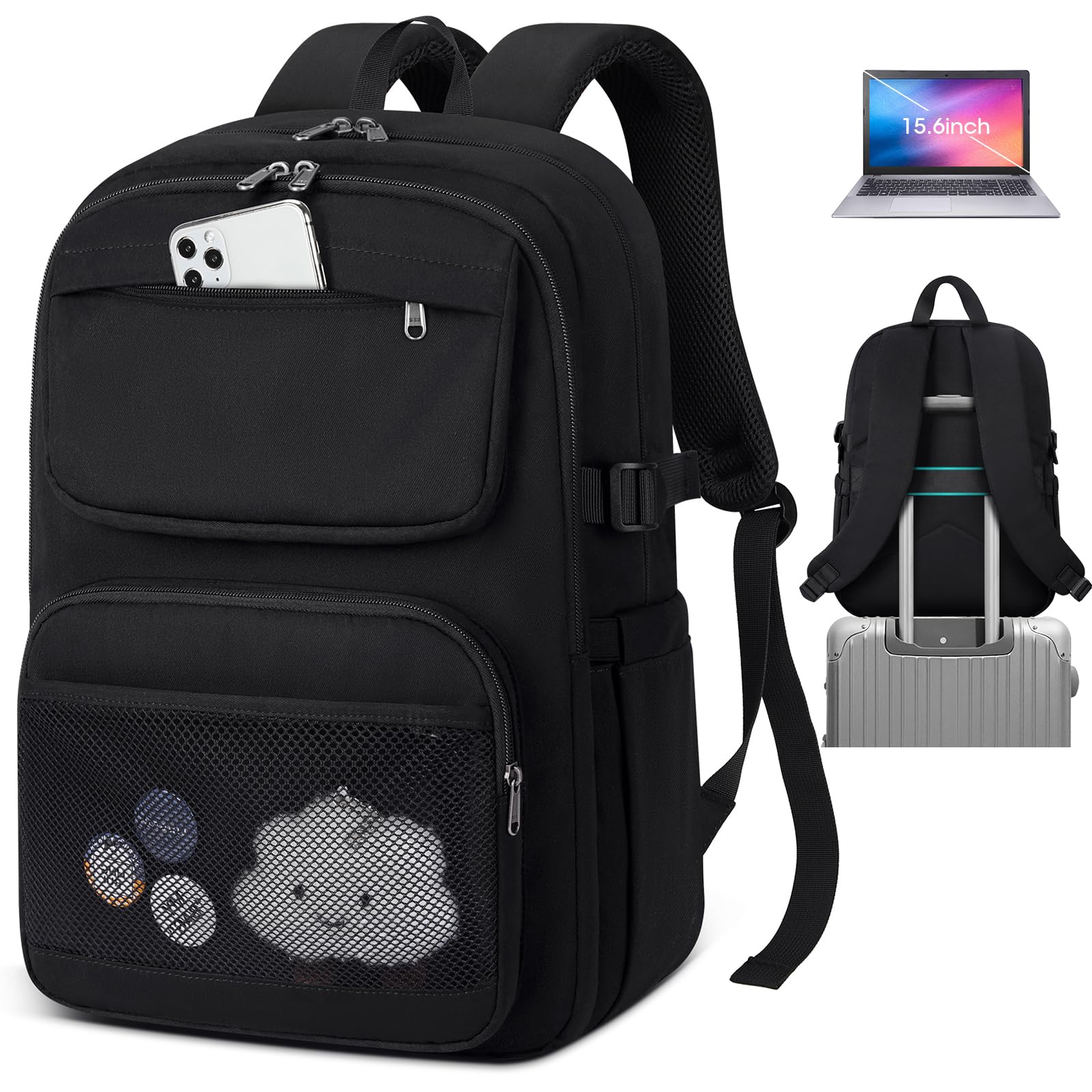 Lightweight 15.6 Inch Laptop Backpack for Teenagers & Adults - Water Resistant School, College, Work & Travel Backpack for Men & Women - Perfect for Business, Commuting & Daily Use