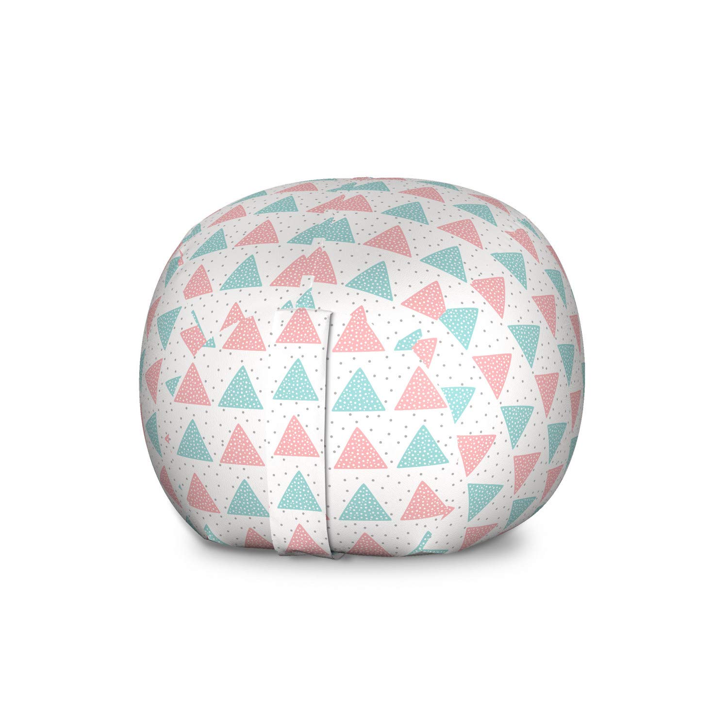 Ambesonne Geometric Storage Toy Bag Chair - Modern Bicolor Pastel Triangle Dot Pattern, Large Washable Stuffed Animal Organizer for Kids' Room - Perfect for Nursery, Playroom & Bedroom Organization