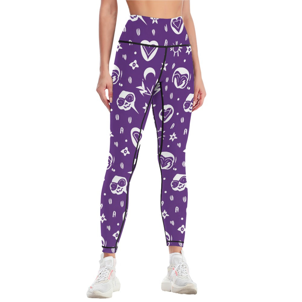 Gothic Purple Yoga Pants for Women - High Waisted Stretchy Workout Leggings - Comfortable Gym & Running Tights for Yoga, Fitness, Dance & Lounge Wear