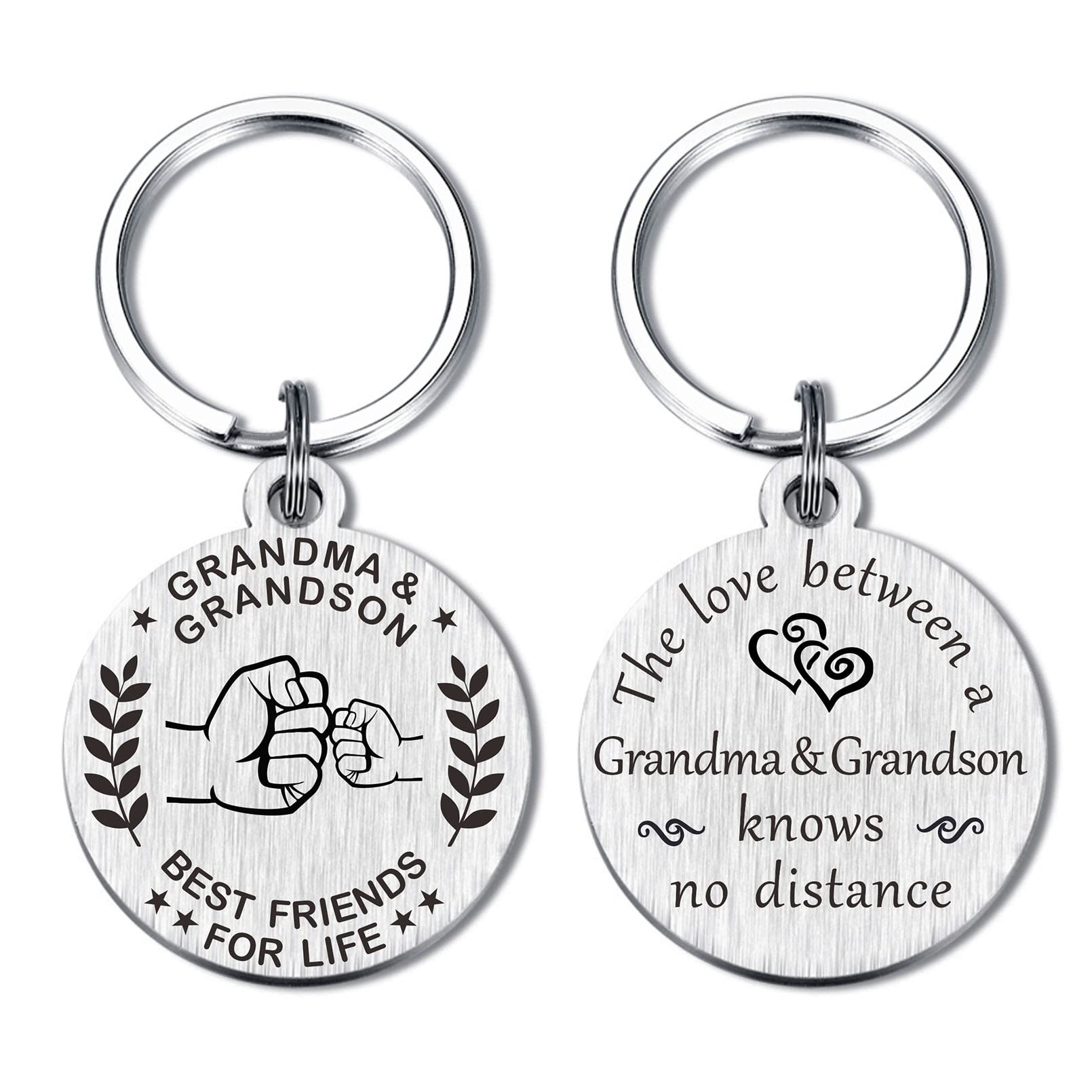 Personalized Grandma Keychain - Engraved Gift for Grandmother, Grandson & Granddaughter | Perfect for Birthdays, Mother's Day & Family Keepsakes