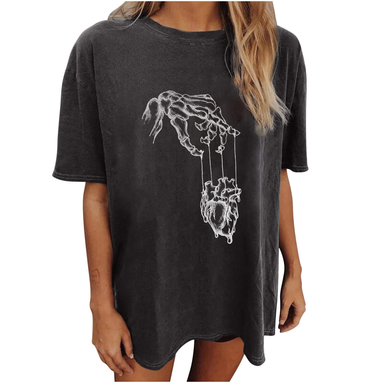 Women's Halloween T-Shirt Short Sleeve Casual Basic Tee - Plus Size & Crop Top for Halloween Parties, Costume Events & Fall Festivals