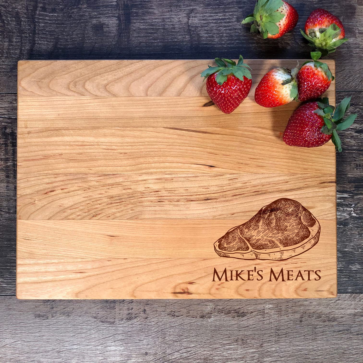 Personalized Engraved Cherry Wood Cutting Board - Custom Steak Board with Arch Design (9