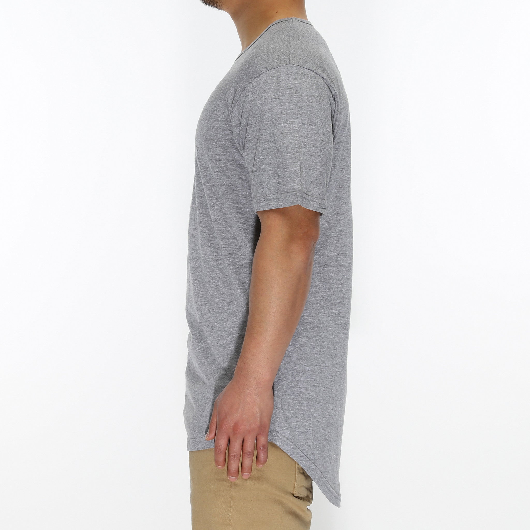New Star Drop Tail Tee - Soft Heather Grey Women's T-Shirt | Casual Streetwear & Layering Essential