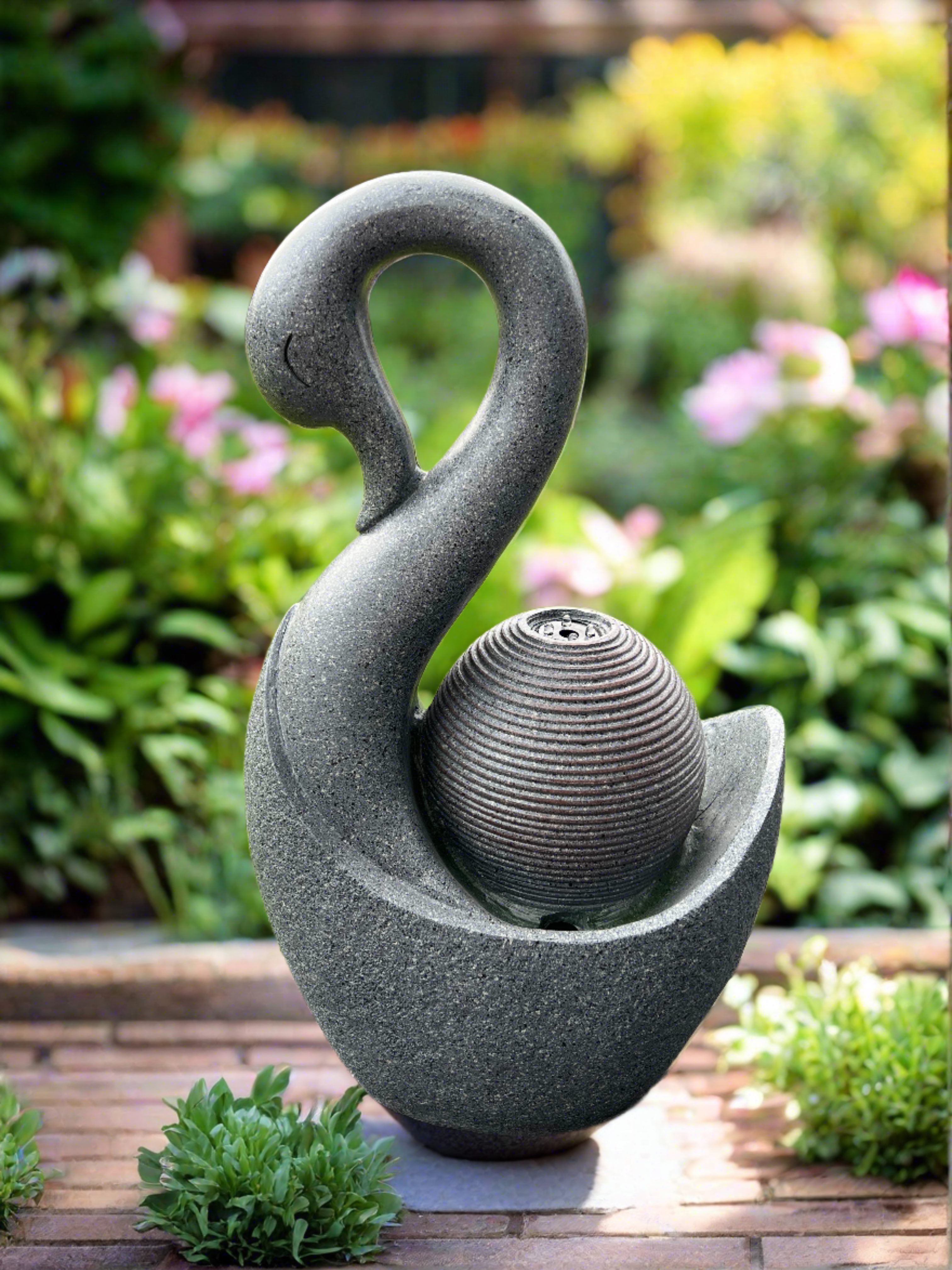Solar Powered Swan Water Fountain with LED Lights - 28x20x48cm Outdoor Garden Decor for Patio, Yard & Landscape