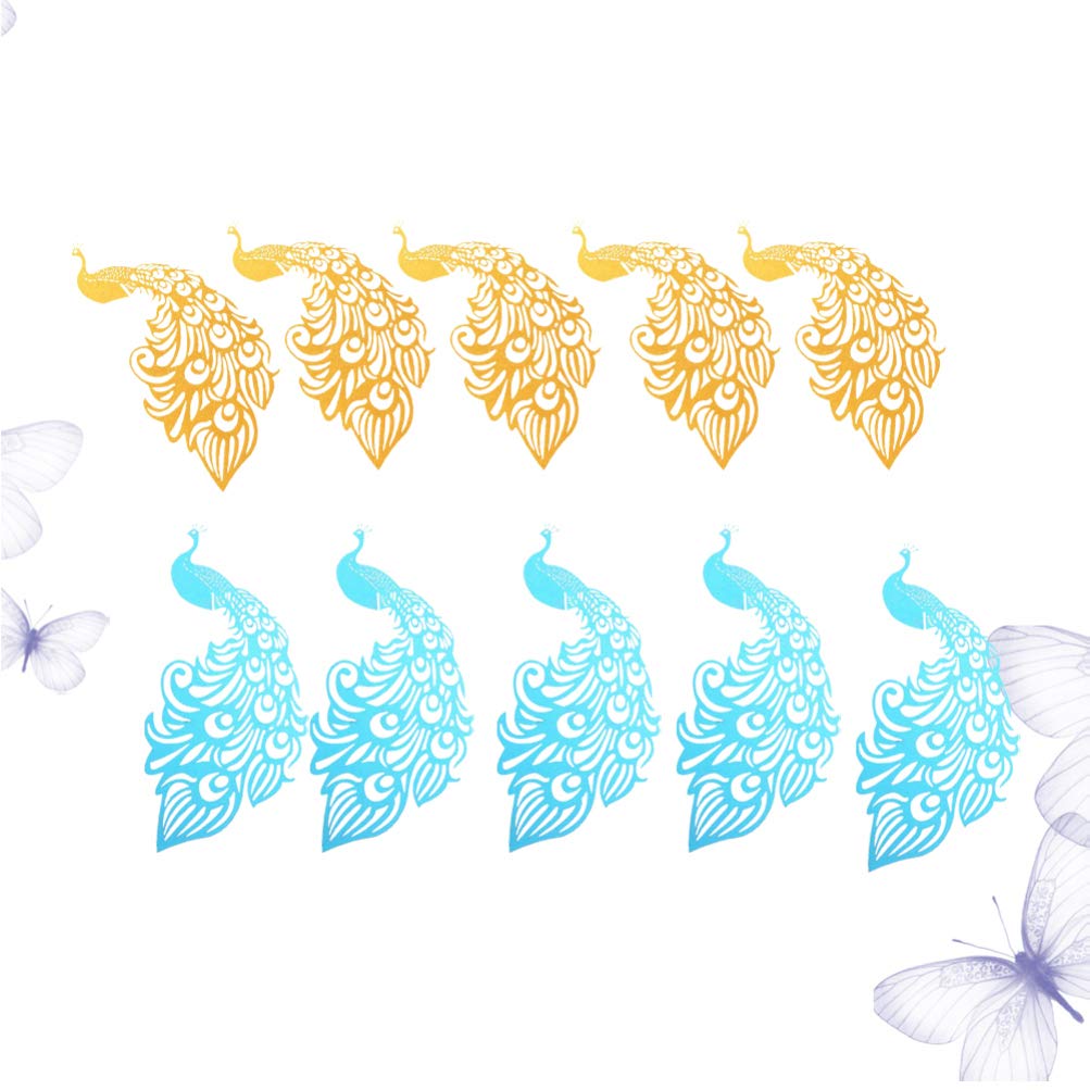 100pcs Elegant Peacock Glass Place Cards - Wine Glass Markers for Christmas Parties, Weddings & Events - Funny Drink Markers with Hollow Paper Inserts - Perfect for Table Settings, Name Cards & Business Cards