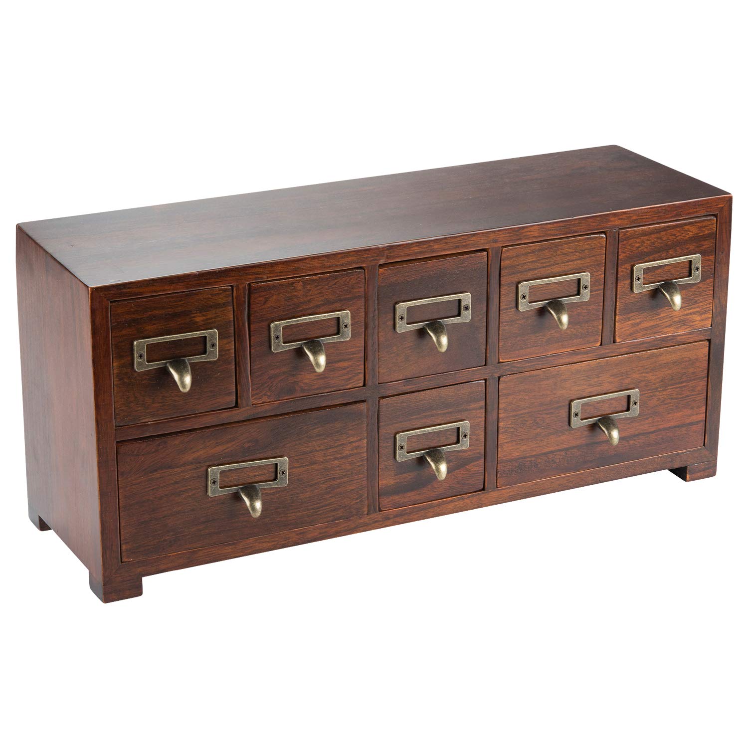 Vintage Pre-Assembled Oriental Apothecary Cabinet with 8 Drawers - Under Display Monitor Traditional Medicine Storage - Desktop Wide & Small Tabletop Chest Drawer for Home Office, Pharmacy, or Vintage Decor