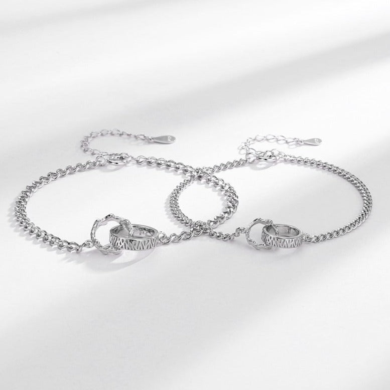 Valentine's Day Couple Bracelet Set - Romantic Link Chain Bracelets for Him and Her - Perfect Anniversary Gift for Boyfriend Girlfriend Couples - Date Night & Special Occasion Jewelry