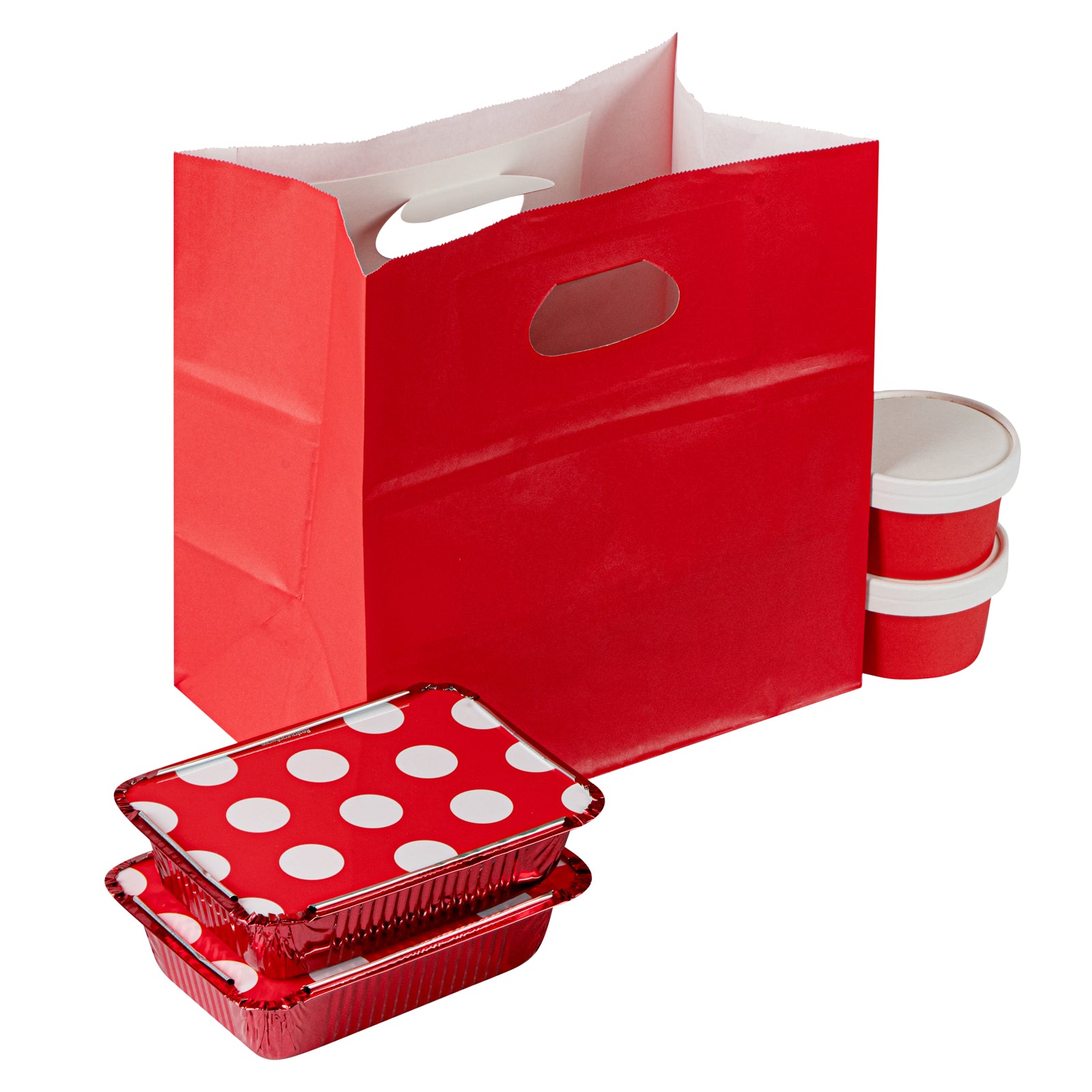 Eco-Friendly Red Rectangle Takeout Bags with Sturdy Handles - 11