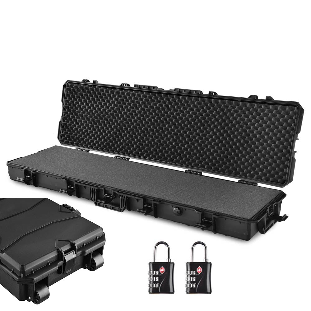 TheLAShop Heavy Duty Locking Rifle Case with TSA Approved Padlocks - Waterproof IP67 Rated, 53