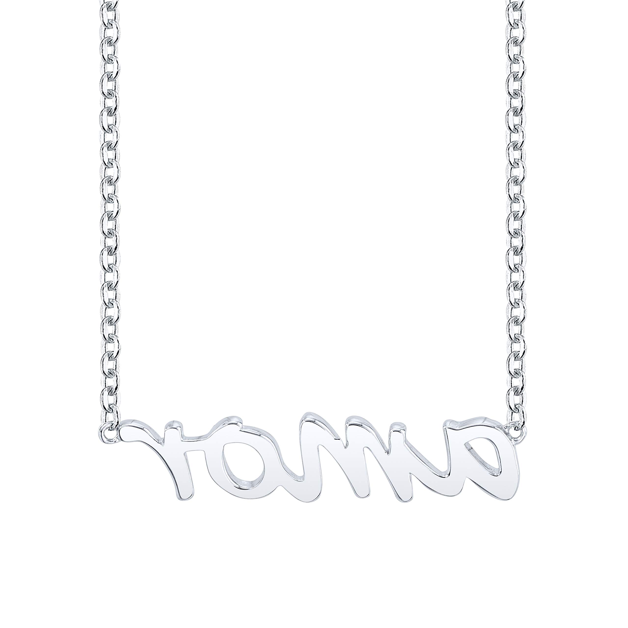 SERAFINA Diamond Name Charm Pendant Necklace - 925 Sterling Silver Personalized Name Necklace with Natural Diamonds - 16