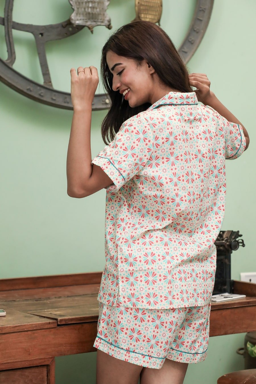 Silky Plateau Azofree Handblock Printed Pure Cotton Night Suit for Women | Soft & Breathable Sleepwear Set | Perfect for Relaxing at Home or Comfortable Nighttime Wear