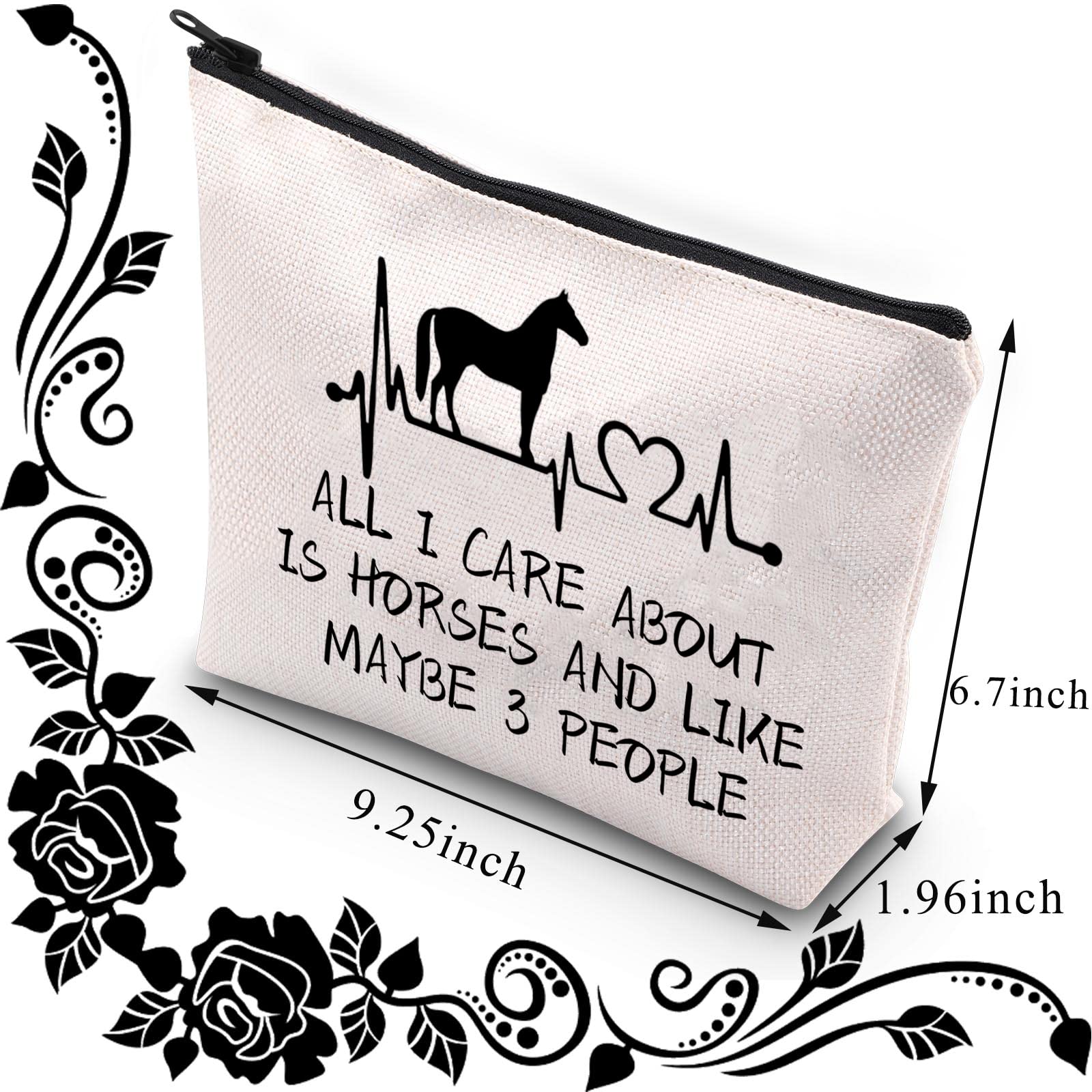 Equestrian Makeup Bag for Women & Girls - Cowgirl Cosmetic Pouch Horse Lover Gift - 