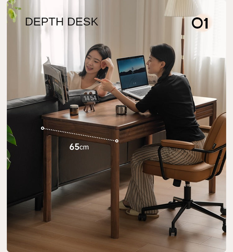 Premium Black Walnut Solid Wood Rectangular Office Desk - Modern Executive Workstation for Home & Business Use - Perfect for Remote Work, Study & Professional Workspaces