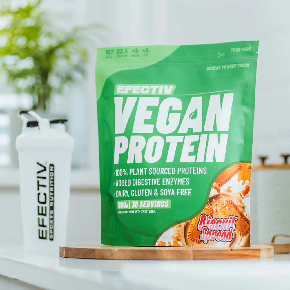 EFECTIV Vegan Plant-Based Protein Powder 900g - Organic, Gluten-Free & Non-GMO - Perfect for Smoothies, Baking & Post-Workout Recovery