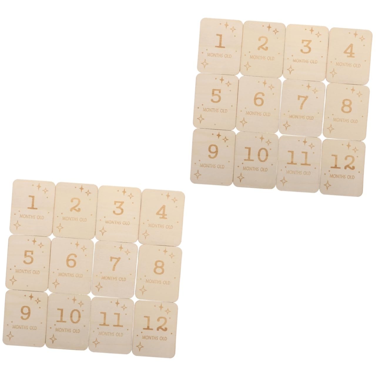FAVOMOTO 24 Pcs Milestone Baby Photo Frames - Monthly Growth Picture Cards with Khaki Wood Design | Perfect for Newborn, 1st Birthday & Family Memory Keepsakes