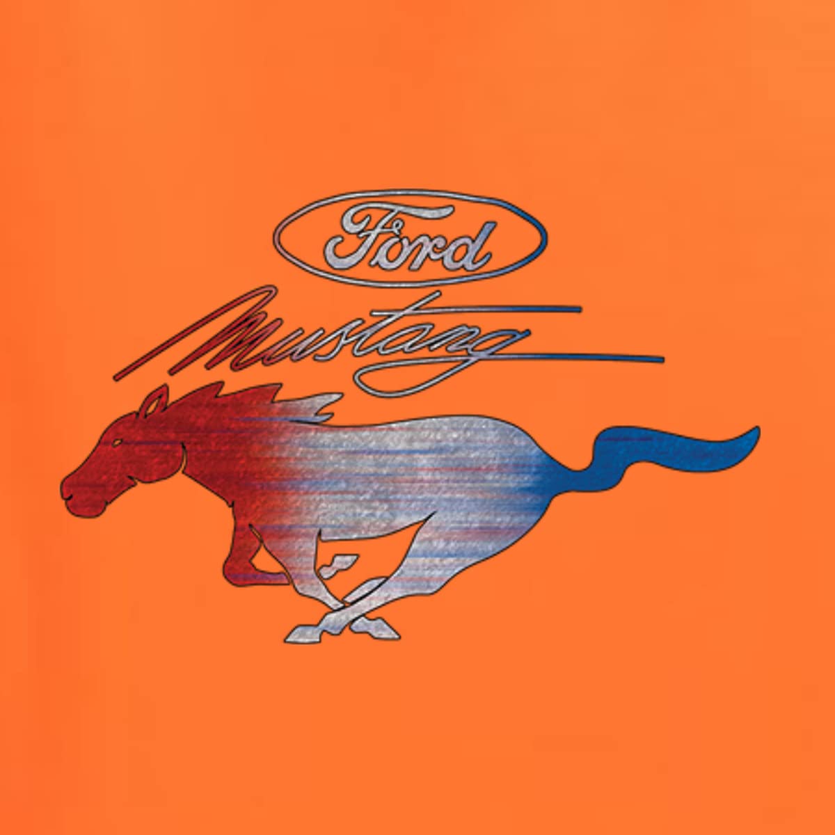 Ford Mustang Graphic T-Shirt for Women - USA Flag & Mustang Emblem Design - Perfect for Car Enthusiasts, Road Trips, and Casual Wear