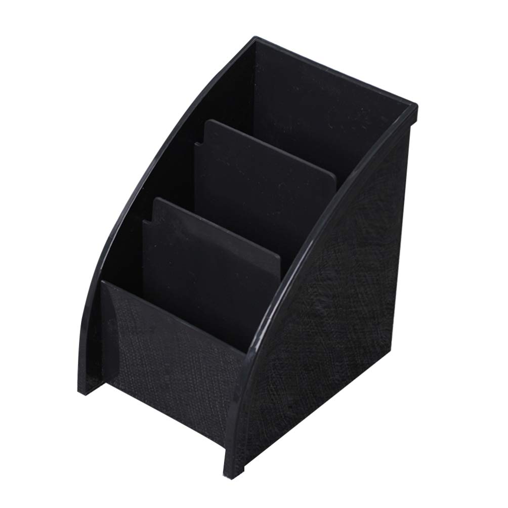 DOITOOL 3-Compartment Remote Control Holder for Table - Desk Organizer for Remote Controls, Pens, Keys, Phone & Makeup | Perfect for Living Room, Bedroom & Office (Black)