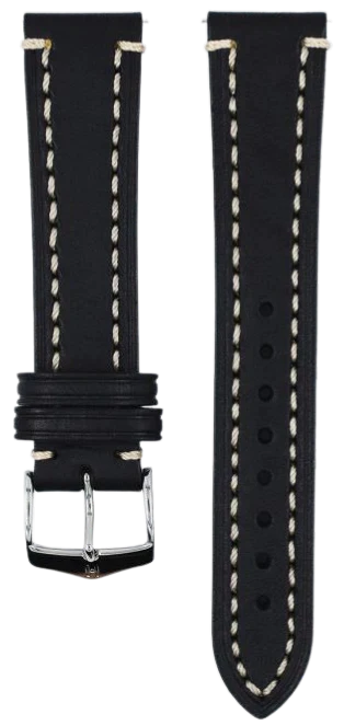 Hirsch Liberty Black 24mm Genuine Leather Watch Band - Premium Replacement Strap for Smartwatches & Classic Timepieces | Perfect for Business, Casual & Formal Occasions